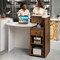 Oval Reception Desk with Lockable Drawer and Adjustable Open Shelf